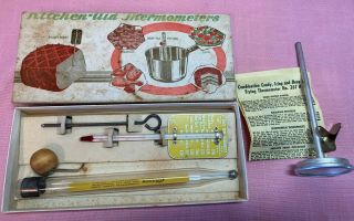 Vintage Kitchen Aid Thermometers Roast Meat Candy Deep Fat Frying Box