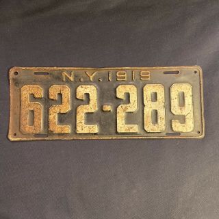 1919 York State License Plate Antique Ny