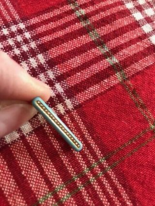 Antique Seed Pearl Blue Enamel 14k Gold Bar Pin; Circa 1920 