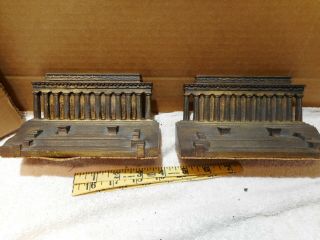 Antique Vintage Bradley & Hubbard Bronzed Cast Iron Bookends Lincoln Memorial