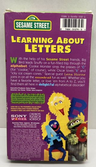 Sesame Street - Learning About Letters (VHS,  1986) Rare Vintage 2