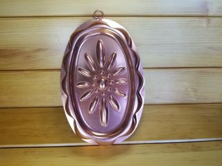 Vintage Bright Copper Colored Oval Jello Mold Wall Decoration Spring Flower