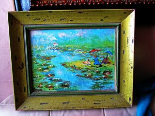 Very Rare Antique Painting With Solid Wood Frame