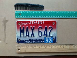 License Plate,  Idaho,  1992,  Motorcycle,  Max 642,  Max,  Maxwell