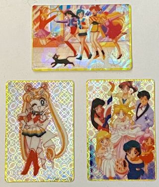 Vintage Sailor Moon Prism Sticker Trading Cards •lot Of 3 Cards • 1997