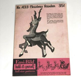 1953 Vtg Easi - Bild Pattern Christmas Reindeer No 433