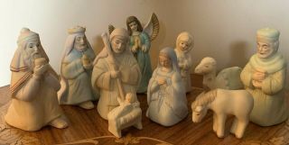 Vintage Bisque Porcelain 10 Piece Nativity Set,  Hills Dept.  Store
