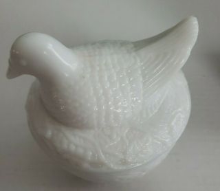 1970 Avon Nesting Dove Perfumed Milk Glass Candle Holder With Candle/box Vintage