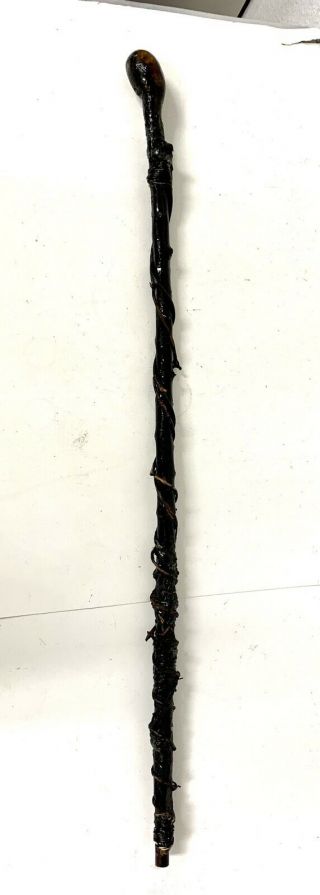 Antique Shillelagh Rootball Blackthorn Walking Stick Cane 37’’ Vintage