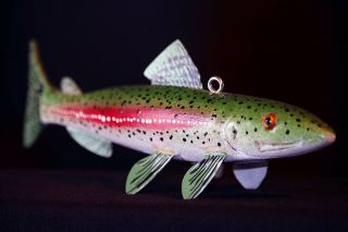 Arlen Svare - Stunning Rainbow Trout Fish Decoy Minnesota Folk Art Ice Spear Lure