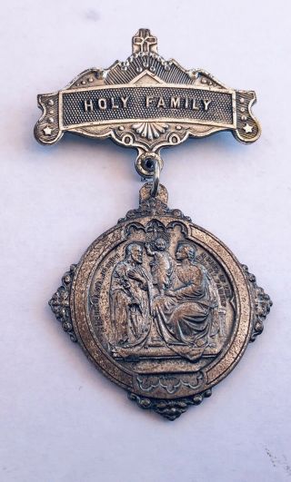 Vintage Holy Family Christian Large Dangle Pin Medal