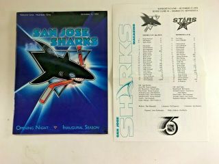 San Jose Sharks Program Vol.  One,  No.  One Opening Night Inaugural Season 1991,
