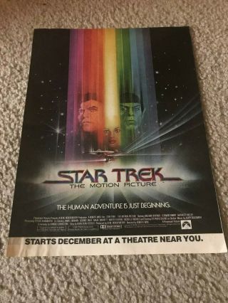 Vintage 1979 Star Trek The Motion Picture Movie Poster Print Ad Spock Capt.  Kirk