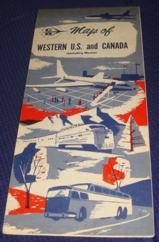 Br458 Vtg Cb World Travel Western U.  S.  & Canada Road Map 1960