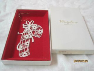 Vintage Tamerlane Winterlace Metal Christmas Ornament White Candy Cane Mib 2