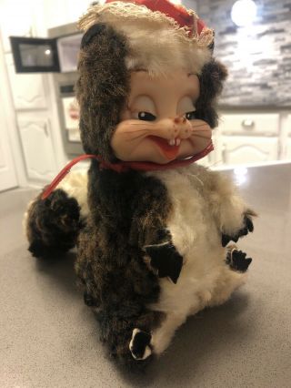 Vintage Rushton Skunk Plush Rubber Face Toy Stuffed Animal 8 "