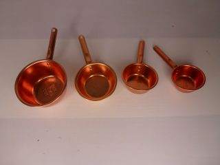 Set Of 4 Vintage Aluminum Nesting Measuring Cups - Copper Color - Skillet Design