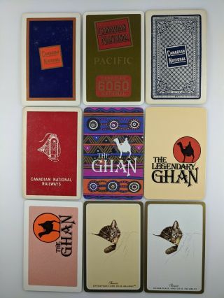 9 Single Swap Playing Cards Old Canadian National C&o The Ghan Railroad Vtg Lotz
