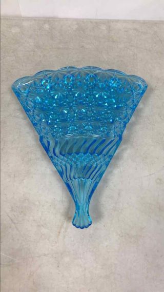 Vintage Blue Glass Fan Plate.
