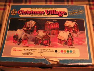 Vintage Wee Crafts Country Church Christmas Village Craft Kit 6 " Pre - Cast 21575