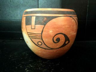 Vtg Antique Native American Hopi Pueblo Polychrome Jar Pot Signed Harvey