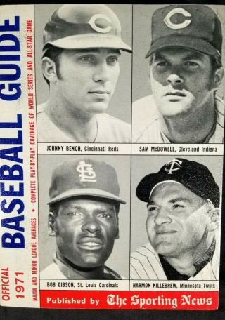 Sporting News Official Baseball Guide 1971 Bench,  Killebrew,  Gibson Mrstuff B6