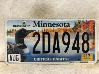 Expired August 2017 Minnesota Critical Habitat License Plate