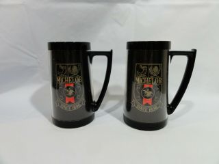 2 Vintage 1970’s Michelob Thermo - Serv Thermos Plastic Insulated Beer Mugs Steins