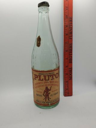 Antique Pluto Water Bottle With Label French Lick Springs