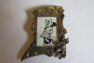 Vintage Sterling Silver 925 Disney Minnie Mouse Square Pictures Frame Brooch/pin