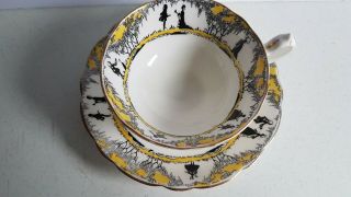 Paragon Star Symbol Tea Cup And Saucer Yellow With Silhouette Vintage