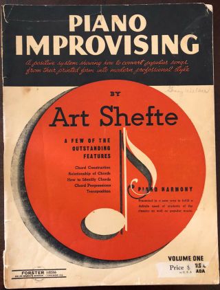 Piano Improvising Vol 1 By Art Shefte Vintage Jazz Piano Harmony Book (1936)