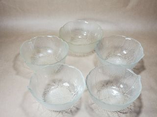 Vintage Arcoroc France Fleur 5x2 " Clear Glass Soup Dessert Bowls Set Of 5