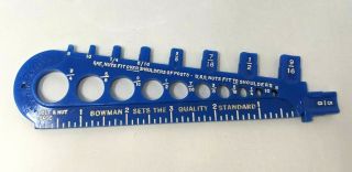 Vtg Bowman Sorrell Mfg Co Blue Plastic Sae Uss Bolt & Nut Gage Gauge Tool