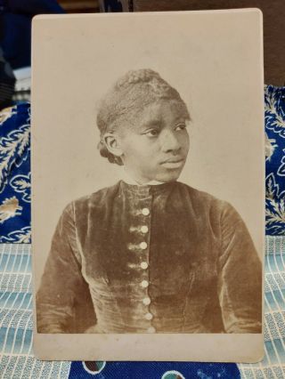 Pretty Woman Cabinet Card African American Antique Photo 1880s Newark Ohio