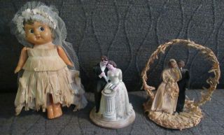 Vintage Brides & Grooms Celluloid,  Crepe Paper & Chalk