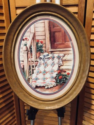 Vintage Home Interiors Homco Oval Wood Framed Country Porch Picture