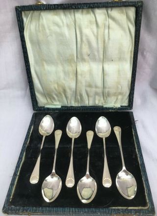 1906 Antique Edwardian Solid Sterling Silver 6 X Tea Spoons Shell Pattern