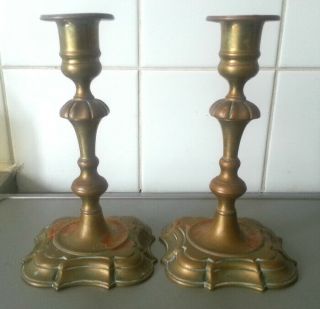 Ancienne Paire De Bougeoirs En Bronze (anglais ?) - Pair Antiques Candlesticks
