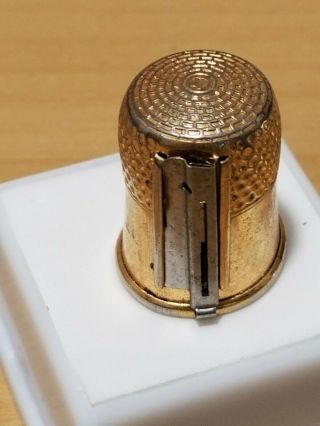 Vintage Metal Thimble,  Gold Tone With A Slide On The Side