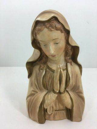 Vintage Lefton Praying Virgin Mary Madonna Planter Head Vase 7267