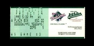 1990 World Series Ticket Stub (game 3) Oakland Athletics Vs Cincinnati Reds