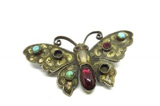 Antique Sterling Silver Austo - Hungarian Butterfly Brooch 89