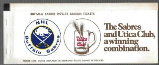 Hockey Nhl Buffalo Sabres Ticket Stub Pack,  Empty,  1973 - 74,  With Schedule