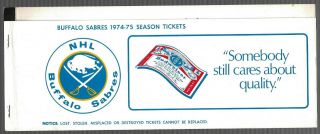 Hockey Nhl Buffalo Sabres Ticket Stub Pack,  Empty,  1974 - 75,  With Schedule