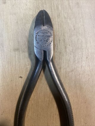 Vintage Utica No.  41 - 6 Side Cutter Pliers Dykes Made In Usa