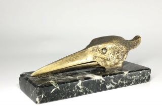 Pince Lettres Courrier Presse Papier French Antique Sculpture Bronze Oiseau