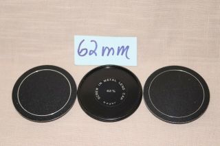 3 Vintage 62mm Metal Screw - In Front Lens Caps,  Screw - In,  Japan,  62mm Lens Cap