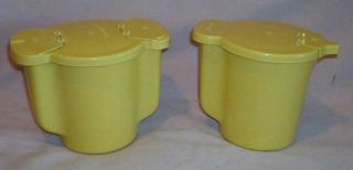 Vintage Set Of Tupperware - Harvest Gold - Cream & Sugar - Flip Top Retro Creamer
