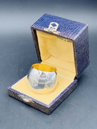 Rond De Serviette Argent Minerve Art Déco écrin Antique Silver Napkin Ring & Box